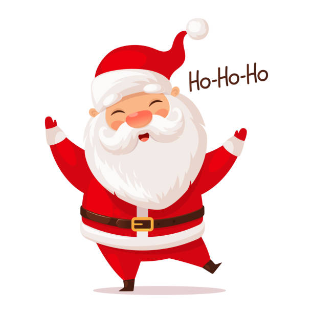 Cute Dancing Santa Claus, Christmas Vector Illustration.