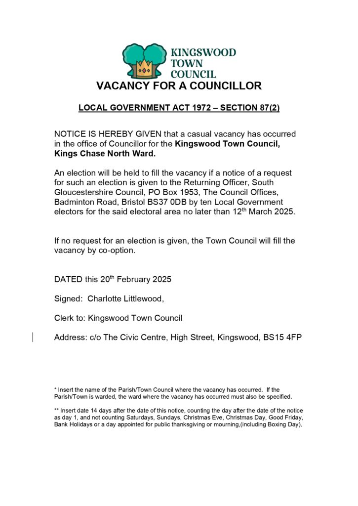 Kings Chase North Notice Page 0001